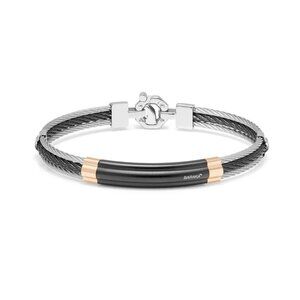 BARAKA Men's BR312801ROGR180002 Rose Gold Black PVD White Diamonds Bracelet